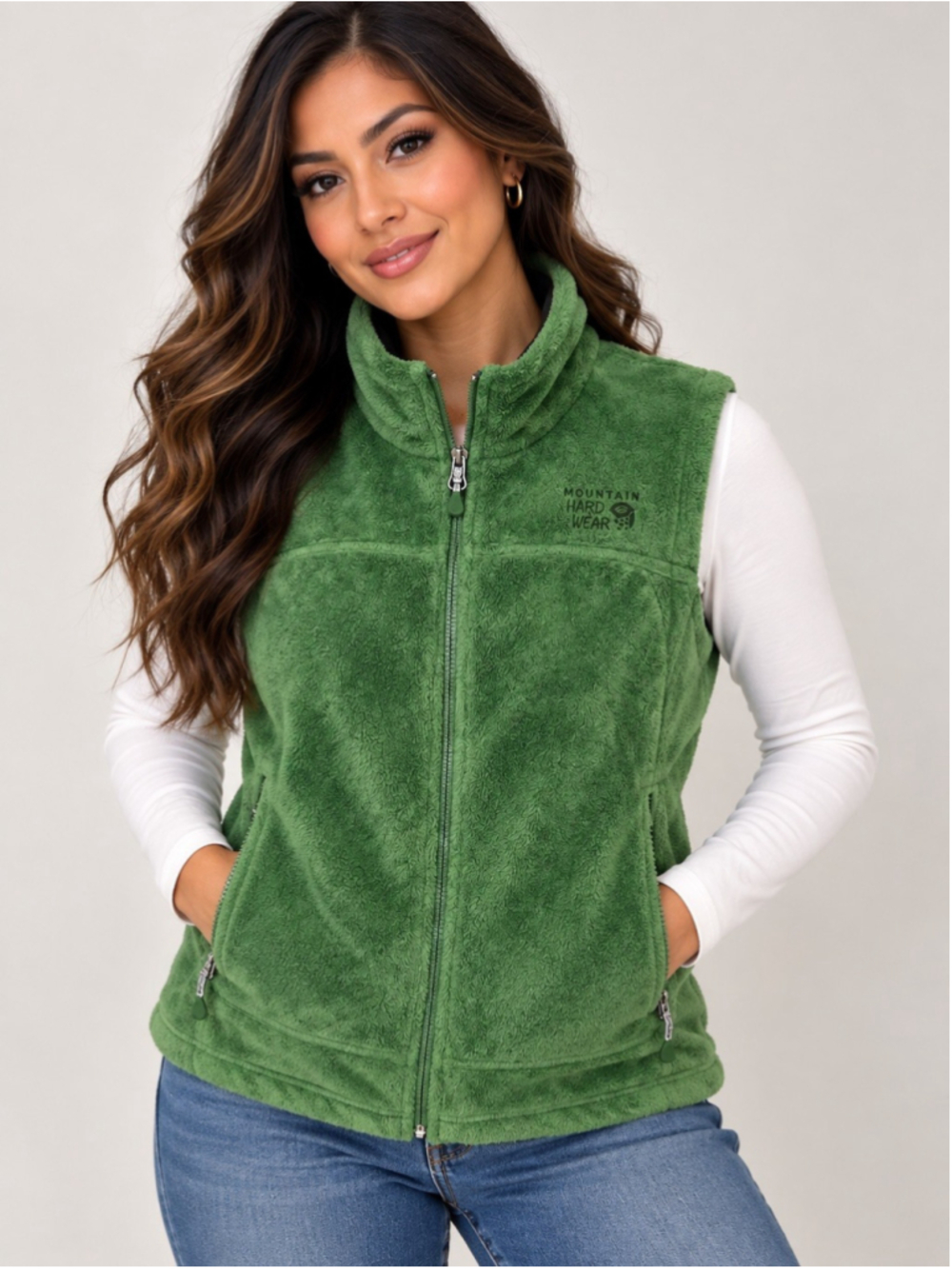 Mountain Hardwear Women's Monkey Fleec Vest Full Zip Green Small S